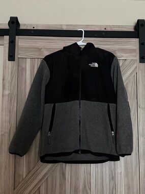 The North Face Gray & Black Hooded Fleece Jacket